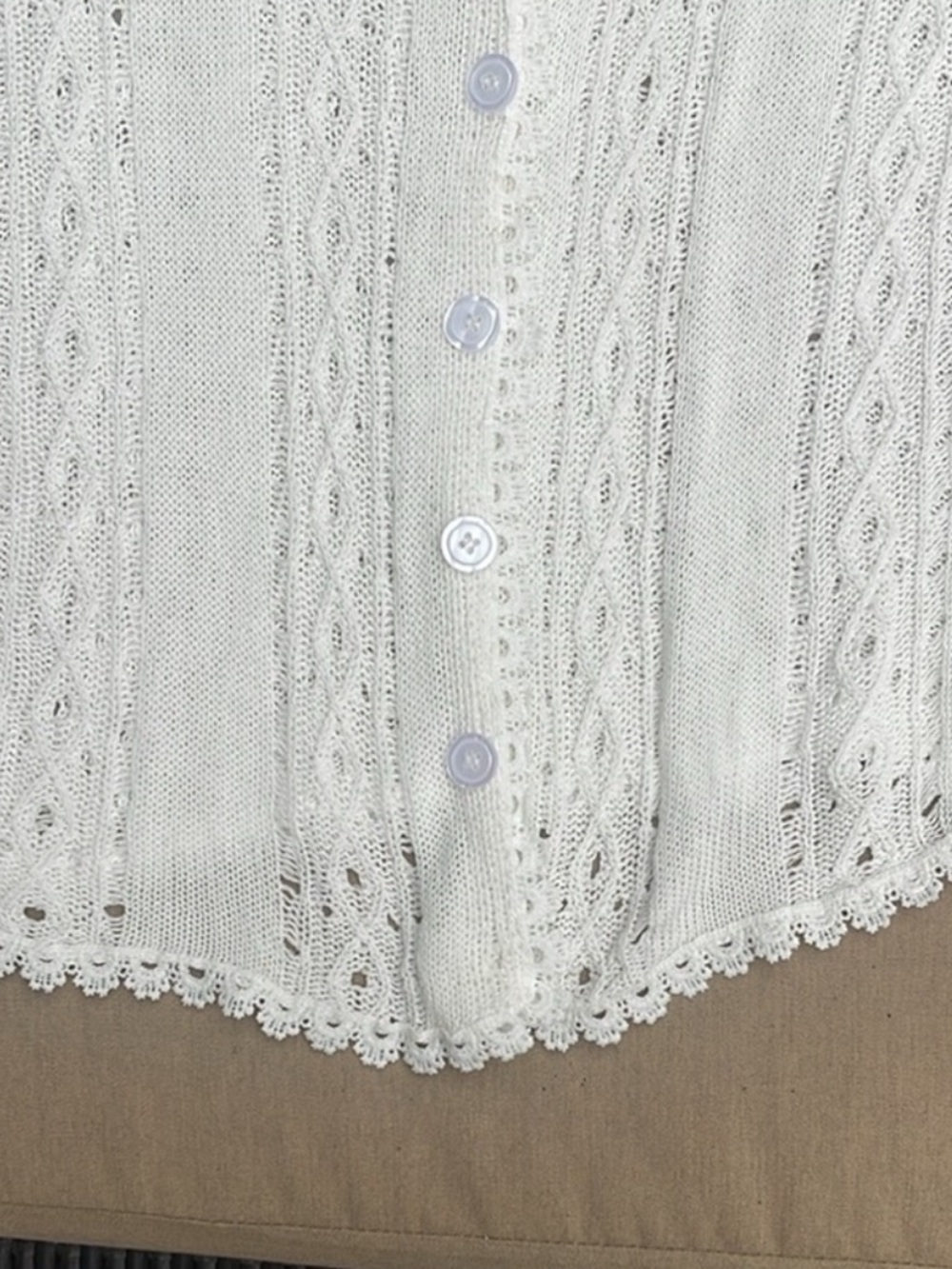 Romantic White Lace Knit Button Cardigan Cottagecore Feminine M - Picture 8 of 8